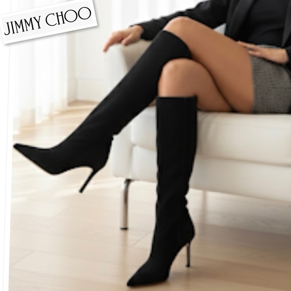 Jimmy Choo Sleek Black Over the Knee Boots